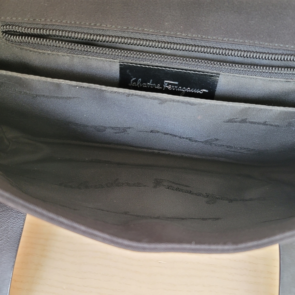 Salvatore Ferragamo Vintage Black Nylon Y2K 90s Double Handle Shoulder Bag Purse - Picture 8 of 17